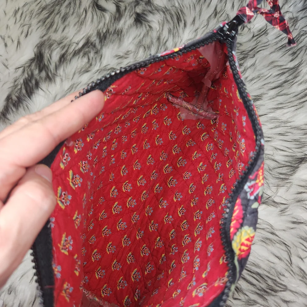 Vera Bradley Black and Red Floral Cosmetic Bag - Picture 4 of 7